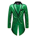 Miniatyrbillede 1 af 5: Sliktaa Herre Sequin Svalehalefrakke Jakke Fest Show Tux Kjole Frakke - Perfekt Green S