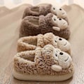 Miniatyrbillede 5 af 5: Dame Herre Sko Pige Pels Anti Slip Varme Hjemmesko Moderigtig Dejlig Abe Matchende Bomuld Hjemmesko Efterår Vinter Plys Hjemmesko - Perfet Deep brown 38-39