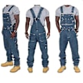 Miniatyrbilde 3 av 4: Herre Plus-Size Jeans Motejeans Denim Bib Løse Flere Lommer Justerbare Stropper-Perfet L
