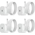 4-pack iPhone-laddare - Snabbladdare - Adapter + 2-meters datakabel 20W Lightning, Vit, 4-pack för iPhone, 4-pack Lightning 4-pack Lightning