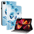 Miniatyrbillede 1 af 5: Læder Etui Kompatibelt med iPad Air 11 (2025) (2024) Air (2022) (2020) Pro 11 (2022) Mønsterprintet Tablet Co-Perfet Blue Butterfly