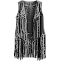 Miniatyrbilde 1 av 3: 70-tallstopper for kvinner denimskjorte disco frynsevest jakke - perfekt Dark Gray S
