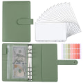 Miniatyrbillede 1 af 8: Binder Notesbog, Zip Pocket Binder Notesbog, A6 Budget Binder med 12 Binder Lommer og 21 Label Stickers (grøn) - Perfet