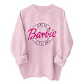 Miniatyrbillede 2 af 3: Unisex Barbie Tema Sweatshirt Trendy Printet Pink Power Langærmet Pullover Sweatshirt - Perfekt Pink 2 M