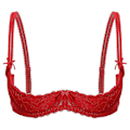 Miniatyrbillede 1 af 4: Dame 1/2 Kop Push Up Underwire Blonderi Undertøj Afsløret Kop Bh Top Justerbare Stropper Svampepolstret Bh Undertøj - Perfekt Red A XXL