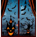 Pikkukuva 1 / 6: Halloween Window Clings Tarrat - 7 arkkia lepakoita ja hämähäkkejä