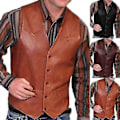 Miniatyrbilde 4 av 5: Lærvest for menn, motorsykkelvest, casual, G-Perfet BROWN 2XL