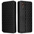 Kompatibel med Samsung Galaxy Xcover 7 Wallet Case Rhombus Præget Læder Flip Cover-Perfet Black