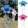 Miniatyrbillede 6 af 10: Butterfly Triangle Kite 50/100Meter Kite BLÅ - Perfet