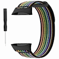 Miniatyrbillede 3 af 3: Passer til Polar Vantage urrem nylon loop justerbar håndledsrem - Perfekt Black Rainbow