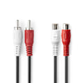 Miniatyrbillede 2 af 4: Nedis Stereo Audio kabel | 2x RCA Hanstik | 2x RCA Hun | Nikkelplateret | 2.00 m | Runde | Sort | Label