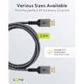 Miniatyrbild 7 av 8: Goobay DisplayPort-kabel, DP 1.4, 2 m, Sharkskin Grey Displayport™ plugg > Displayport™ plugg