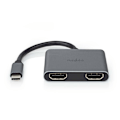 Pikkukuva 2 / 5: Nedis USB N Moniporttisovitin | 2-in-1 | USB 3.2 Gen 1 | USB-C™ Uros | 2x HDMI™ | 0.10 m | Pyöreä | Niklattu | PVC | Musta | Kirjekuori