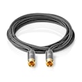 Pikkukuva 4 / 8: Nedis Subwoofer Kaapeli | RCA Uros | RCA Uros | Kullattu | 3.00 m | Pyöreä | 4.5 mm | Antrasiitti / Gun Metal Harmaa | Kuorilaatikko