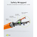 Miniatyrbillede 5 af 7: Goobay RJ45 netværkskabel S/FTP (PiMF), 500 MHz, med CAT 7 råkabel, orange, 25 m LSZH halogenfri kabelkappe, kobber, RJ45-hanstik (CAT 6A)