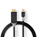 Pikkukuva 1 / 6: Nedis Mini DisplayPort kaapeli | DisplayPort 1.4 | Mini DisplayPort Uros | HDMI™ liitin | 48 Gbps | Kullattu | 2.00 m | Pyöreä | PVC | Antrasiitti | I