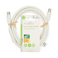 Pikkukuva 4 / 4: Nedis Koaksiaalikaapeli | IEC (Coax) Uros | IEC (Coax) Naaras | Niklattu | 120 dB | 75 Ohm | Nelinkertainen suojaus | 2.00 m | Pyöreä | PVC | Valkoine