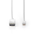 Pikkukuva 3 / 6: Nedis Mini DisplayPort kaapeli | DisplayPort 1.4 | Mini DisplayPort Uros | DisplayPort uros | 48 Gbps | Niklattu | 2.00 m | Pyöreä | PVC | Valkoinen |