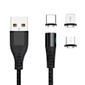 Miniatyrbillede 1 af 5: Maxlife MXUC-02 Magnetisk 3i1-Laddkabel (Lightning/USB-C/microUSB) Fast Charge (2A), Svart