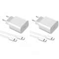 Miniatyrbillede 2 af 5: 2-pak oplader til iPhone 15 / Android 20W med USB-C til USB-C - Hurtig oplader
