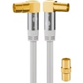 Pikkukuva 1 / 8: Goobay TV-antennkabel (135 dB), 4x skärmad guldpläterad, koaxial-uttag 90° > koaxial-plugg 90°
