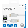 Pikkukuva 5 / 5: DELTACO ultranopea HDMI-kaapeli, 48Gbps, 1m, valkoinen