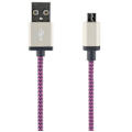 Pikkukuva 1 / 3: STREETZ USB-kaapeli, kangasp., Type A ur - Type Micro B, 1m, violetti