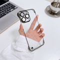 Pikkukuva 3 / 3: Kehyksetön kuori iPhone 12 Prolle, läpinäkyvä/musta Transparent