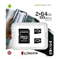 Miniatyrbillede 3 af 3: Kingston 64GB micSDXC Canvas Select Plus 100R A1 C10 2-pack + 1 ADP