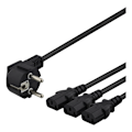 Miniatyrbillede 2 af 3: DELTACO apparat-Y-kabel, 3-vägs CEE 7/7-3xIEC C13, 1m+2m, svart