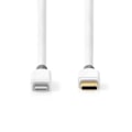 Pikkukuva 3 / 5: Nedis Lightning Kaapeli | USB 2.0 | Apple Lightning 8-Pin | USB-C™ Uros | 480 Mbps | Kullattu | 1.00 m | Pyöreä | PVC | Valkoinen | Laatikko