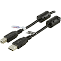 Pikkukuva 1 / 3: USB 2.0 kaapeli A-B u-u, ferriittiytimet, 3m, musta