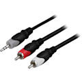 Miniatyrbillede 2 af 3: DELTACO Lydkabel, 3,5mm han - 2xRCA han 1m, sort