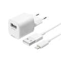 Miniatyrbild 1 av 6: DELTACO USB wall charger, USB-A, 2,4 A, incl. 1 m USB-A to Lightning