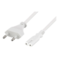 Pikkukuva 1 / 3: DELTACO maadoittamaton virtakaapeli, CEE 7/16 -> IEC60320 C7, 2m, valk