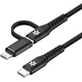 Pikkukuva 2 / 3: Celly 2-i-1-kabel USB-C - USB-C/Lightning 100W 2m Svart