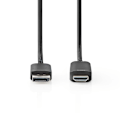 Pikkukuva 3 / 6: Nedis DisplayPort kaapeli | DisplayPort uros | HDMI™ liitin | 4K@60Hz | Niklattu | 2.00 m | Pyöreä | PVC | Musta | Muovipussi