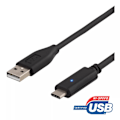 Pikkukuva 3 / 4: DELTACO USB 2.0 -kaapeli, Type A - Type C uros, 1,5m, musta