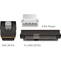 Pikkukuva 4 / 6: Multilane SAS-kaapeli SFF8087 > 4xSFF8482 & Molex