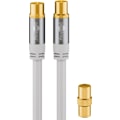 Pikkukuva 1 / 8: Goobay TV-antennkabel (135 dB), 4x skärmad guldpläterad, koaxial-uttag > koaxial-plugg