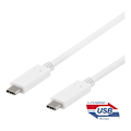 Pikkukuva 1 / 3: DELTACO USB-C-kaapeli, 0,5m, 10Gbps, 100W, 5A, USB 3.1 Gen 2, valk.