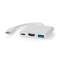 Miniatyrbild 1 av 7: Nedis USB Multi-Port Adapter | 3-i-1 | USB 3.2 Gen 1 | USB-C™ Hane | HDMI™ Utgång / USB-A Hona / USB-C™ Hona | 5 Gbps | 0.10 m | Rund | Nickelplaterad