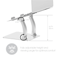 Miniatyrbillede 4 af 8: Desire2 Laptop Stander Dual Pivot Riser Justerbar Aluminiun Sølv