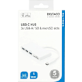 Miniatyrbillede 6 af 7: DELTACO USB 3.1 Gen 1 hub, USB-C, 3USB A, SD/microSD reader, white