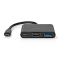Pikkukuva 3 / 7: Nedis USB N Moniporttisovitin | 3-in-1 | USB 3.2 Gen 1 | USB-C™ Uros | HDMI™ Ulostulo / USB-A Naaras / USB-C™ Naaras | 5 Gbps | 0.10 m | Pyöreä | Nikl