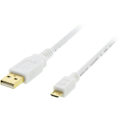 Pikkukuva 2 / 5: DELTACO USB 2.0 -kaapeli, Type A ur - Type Micro B ur, 5-pin, 1m, valk