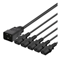 Miniatyrbild 2 av 3: DELTACO Apparatkabel IEC C20 - 5x IEC C13, 3m, 16A/250V, Y-Splitter, s