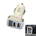 Pikkukuva 1 / 4: USB-autolaturi, jossa on 2 USB-porttia ja näyttö, hopea