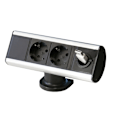 Miniatyrbild 1 av 2: Smartline Desk , 2xCEE 7/4, kabelgenomföringshål, Aluminium/Svart