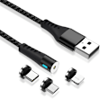Miniatyrbillede 3 af 5: Maxlife MXUC-02 Magnetisk 3i1-Laddkabel (Lightning/USB-C/microUSB) Fast Charge (2A), Svart